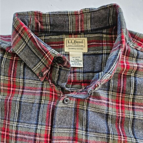 NWOT L.L. Bean Scotch Plaid Soft Flannel Long Sleeve Button Down Shirt L - Tall - Picture 4 of 8